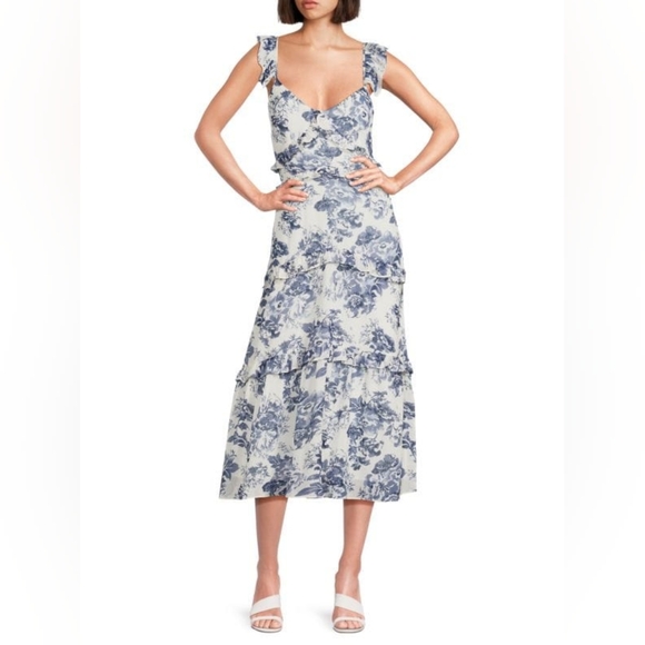 O.P.T. Dresses & Skirts - NWT O.P.T. Ingrid Floral Ruffle Midi Dress